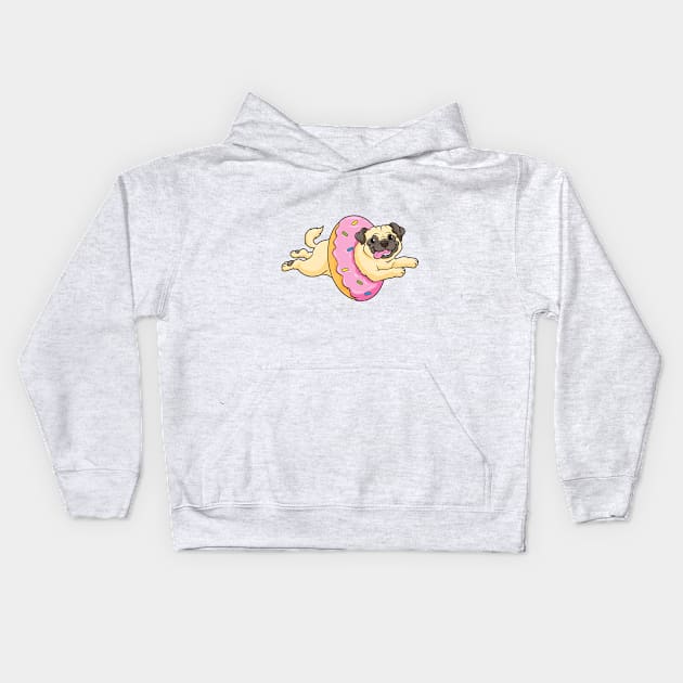 Flying dog in a delicious donat Kids Hoodie by Markus Schnabel